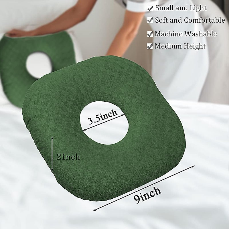 Wuronsa Ear Piercing Pillow for Side Sleepers, Pillow with an Ear Hole for CNH and Ear Pain Ear Inflammation Pressure Sores, O-Shaped Side Sleeping Pillow, Ear Guard Pillow(Dark Green) - Image 3
